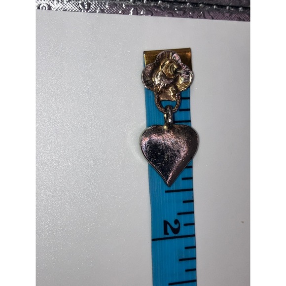 Purple & Gold-Tone Art Nouveau Heart Dangle Earrings Vintage! - Picture 10 of 10